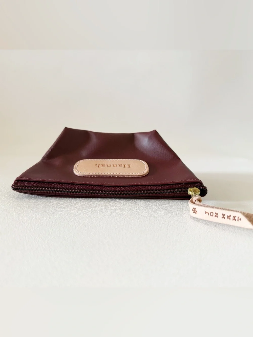 Jon Hart Chico Bag Burgundy Travel Pouch Cosmetic Case Personalized Hannah Small